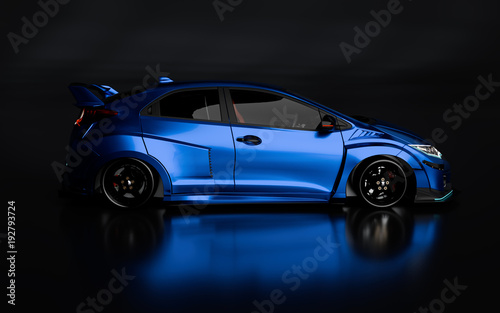 3D Rendering of a Brand-less Generic Concept Racing Car. Illustration 3D. © karunyapas