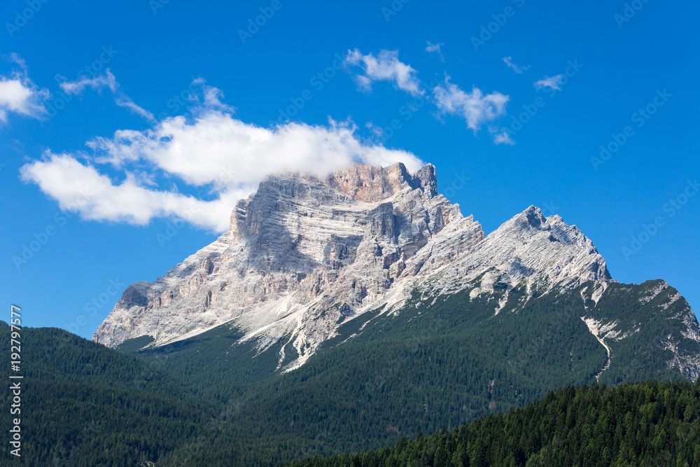 Mountain Ridge in Italian Dolomites Alps in Summer Time