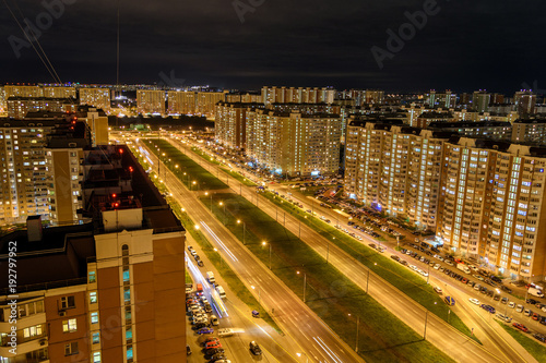 View of Lyubertsy at night. Moscow Oblast, Russia