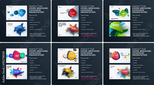 Business set of design brochure, abstract annual report, horizontal cover