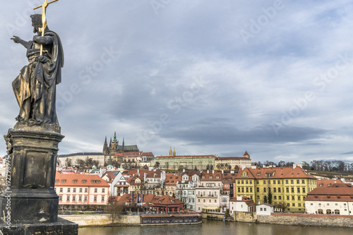 View from Charles bridge to St. Vitus Cathedral