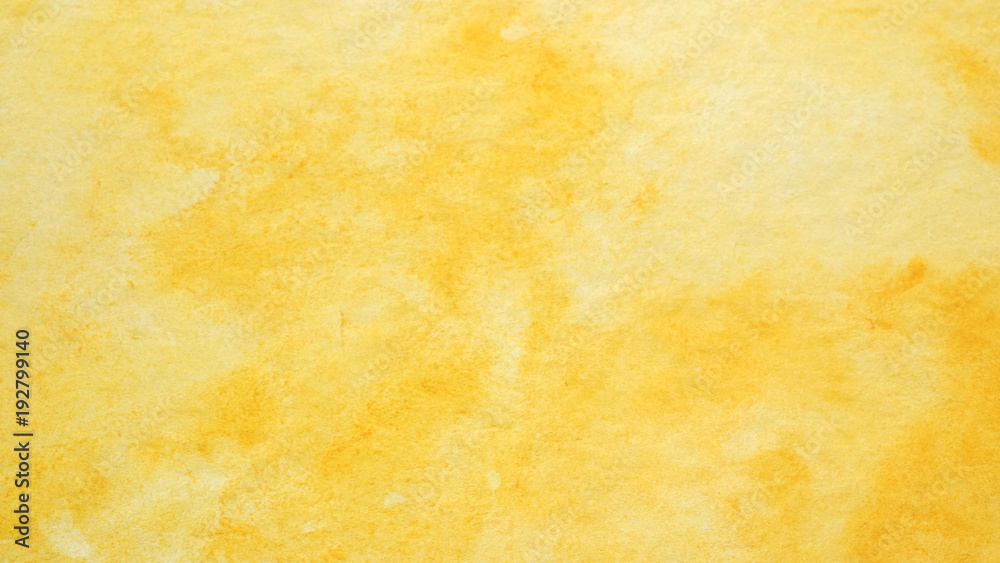 Watercolor background, art abstract yellow watercolor painting textured design on white paper background