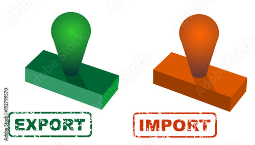 Grunge import export square rubber seal stamp on white background vector eps 10