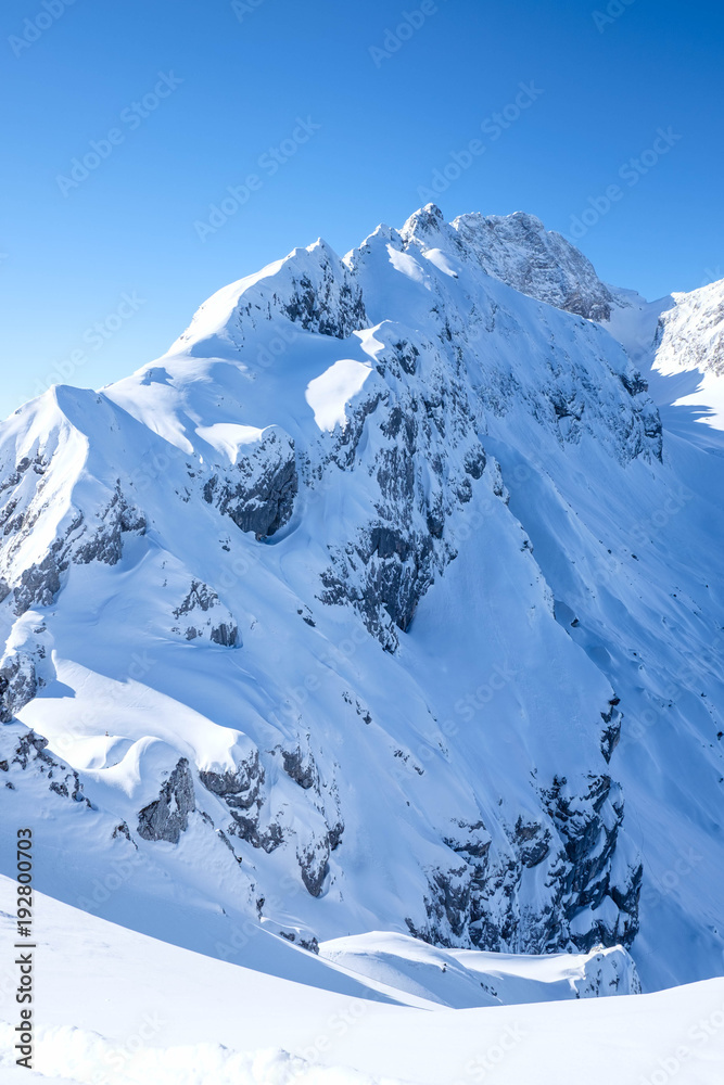 Obraz premium Hochblassen und Grieskarscharte im Schnee