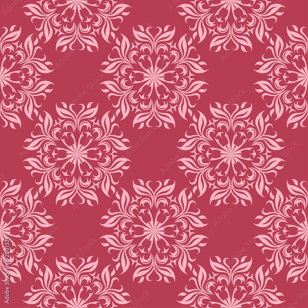 Floral seamless pattern on red background Floral seamless pattern on red background