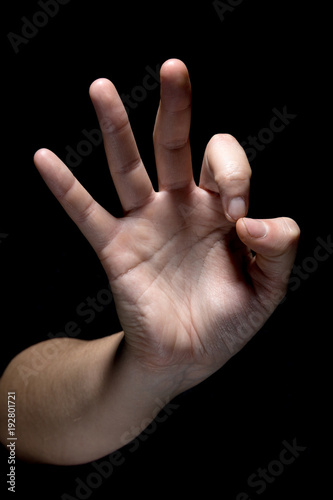 hand in mudra gesture