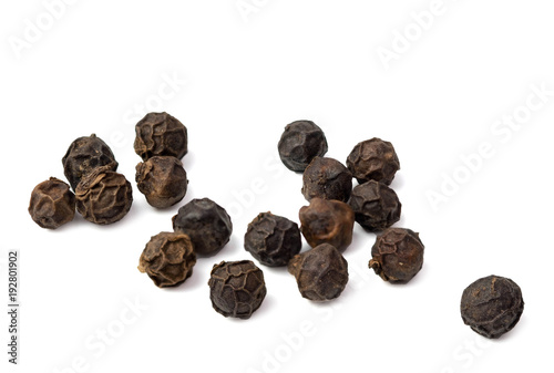 black peppers isolated on white background.