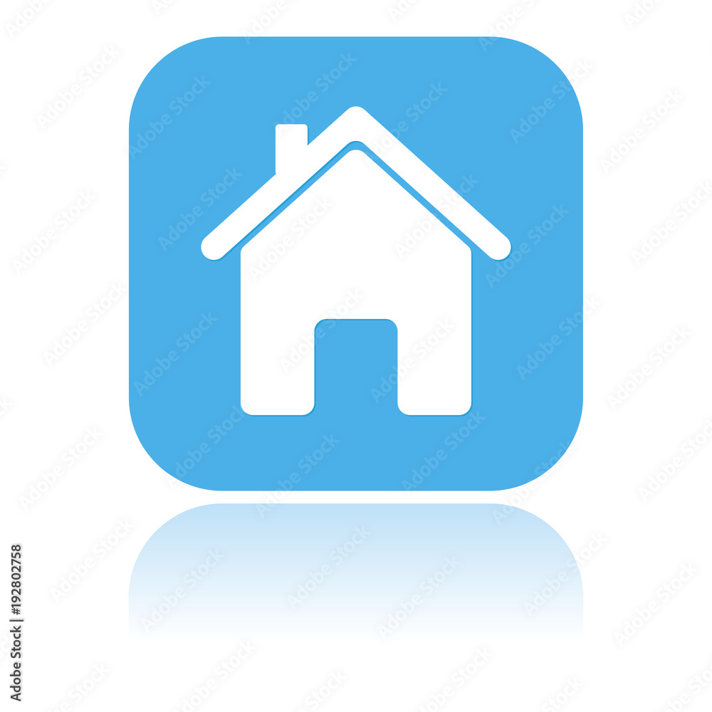 Home icon. Square blue icon of a building Home icon. Square blue icon of a building