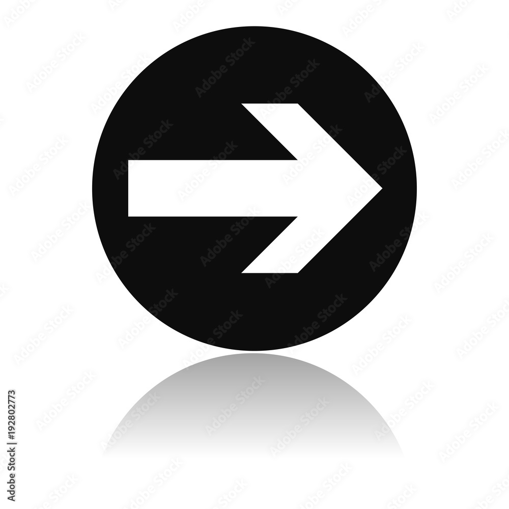 Arrow icon. Black flat round icon with reflection Arrow icon. Black flat round icon with reflection