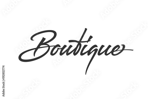 Boutique logo design. Vector sign lettering. Logotype calligraphy