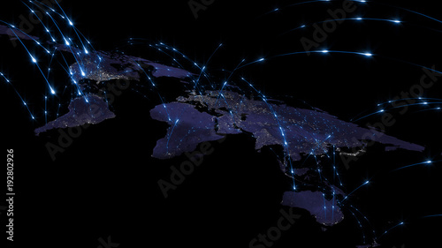Fototapeta Naklejka Na Ścianę i Meble -  3D rendering of the best concept of the global network, the Internet, global communication, business, traffic flows. Elements of this image furnished by NASA