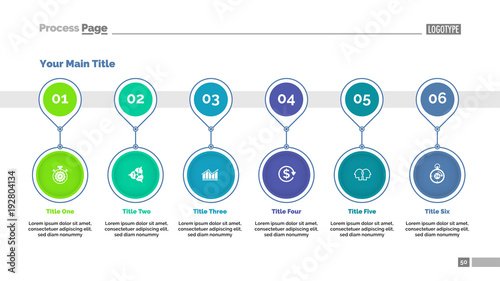 Timeline chart template with six positions