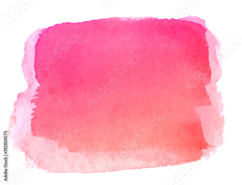 Watercolor hand painted abstract pink red background. Brush stroke isolated on white background.