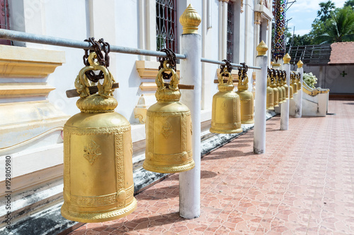 A golden bell hanging in a Thaiand temple
