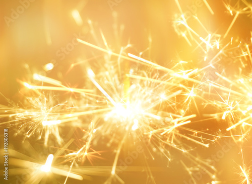 Golden sparkler fire for party celebration background