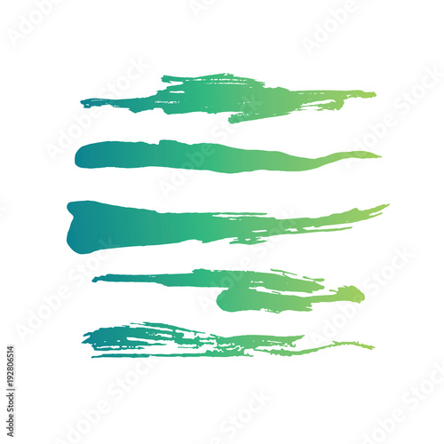 Green abstract grunge curly brushes. Spring digital collection.