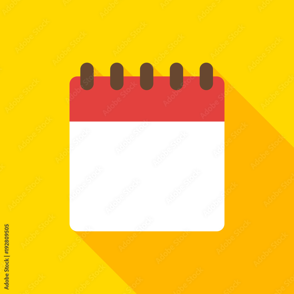 Blank calendar icon with long shadow vector Blank calendar icon with long shadow vector