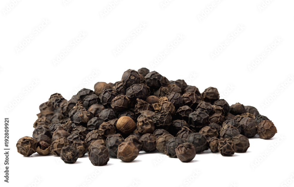 black peppers isolated on white background. black peppers isolated on white background.