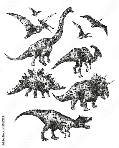 Dinosaurs in stippling technique