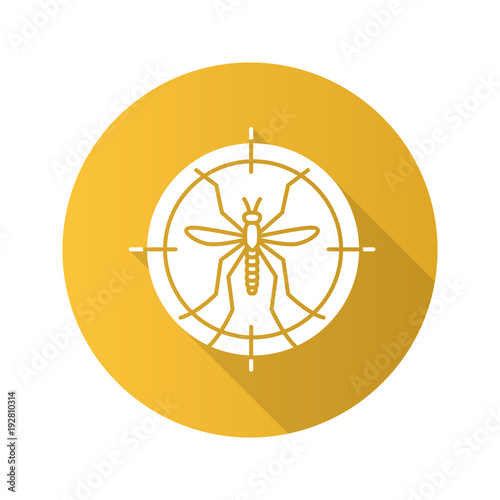Mosquitoes target flat design long shadow glyph icon