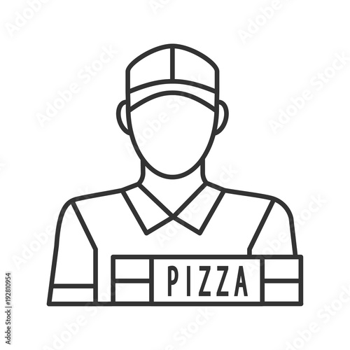 Pizza deliveryman linear icon © bsd studio