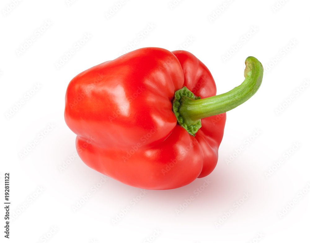 Red bell pepper isolated on a white background with shadow