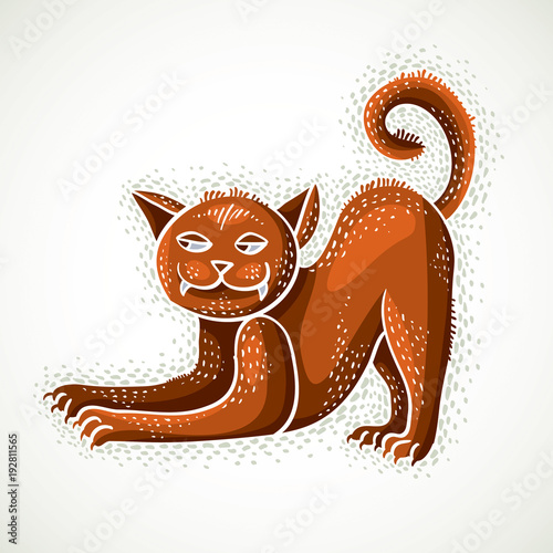 Cute cartoon doodle red cat...