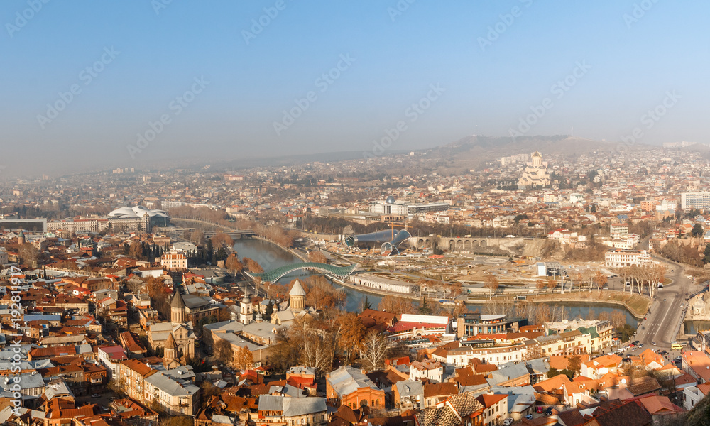 Tbilisi old city streets and Kura river panorama, Georgia