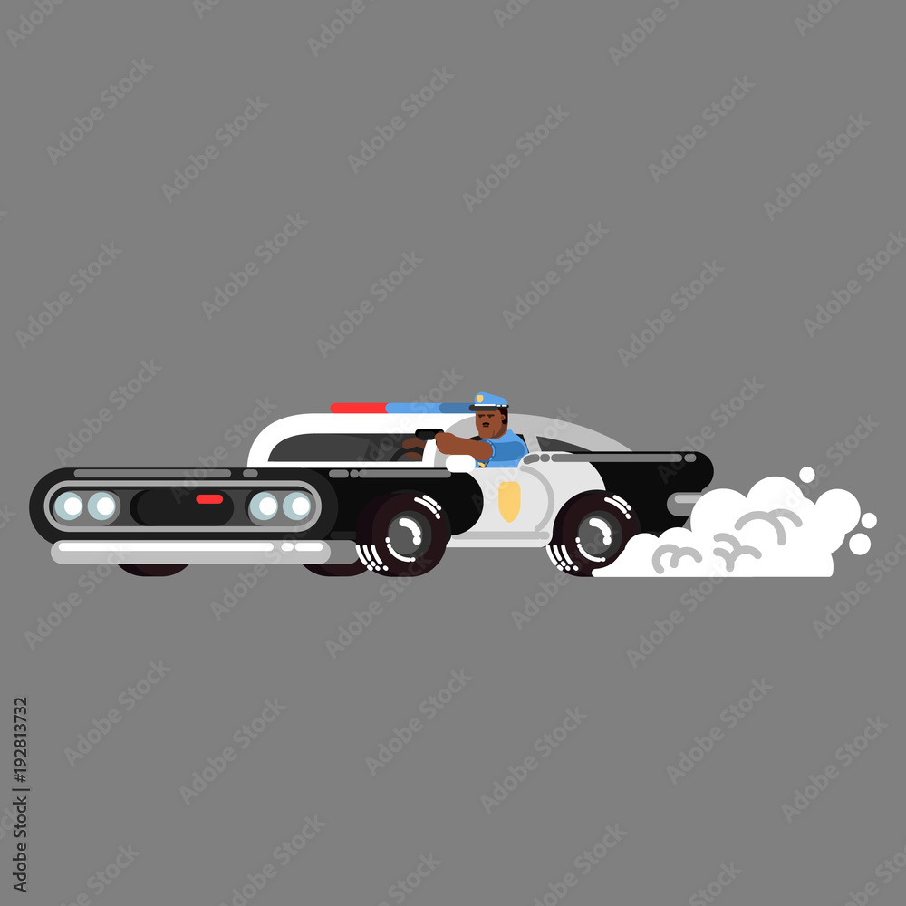 Police officer drives a car and shoot Police officer drives a car and shoot