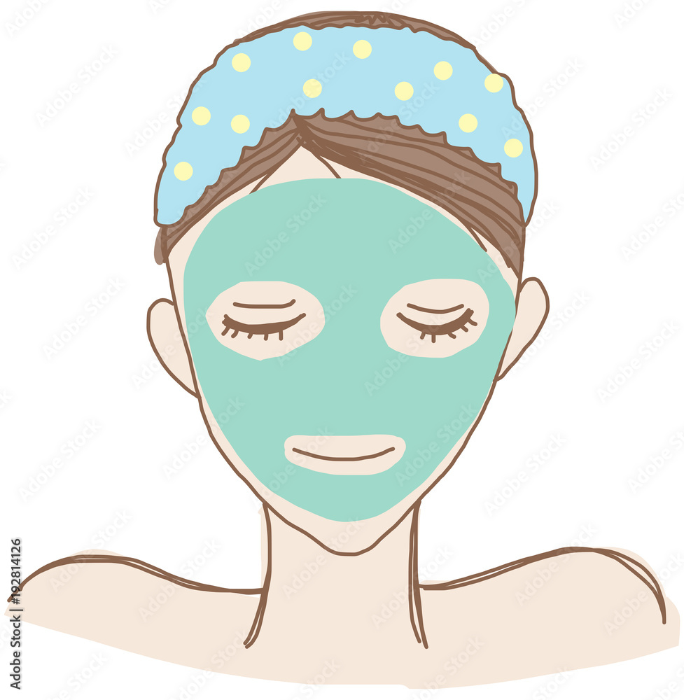泥 ミネラルパックをする女性 美容のイメージイラスト Stock イラスト Adobe Stock