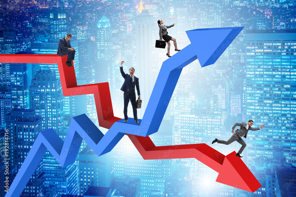 Business concept of both crisis and recovery Business concept of both crisis and recovery