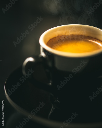 espresso in black cup