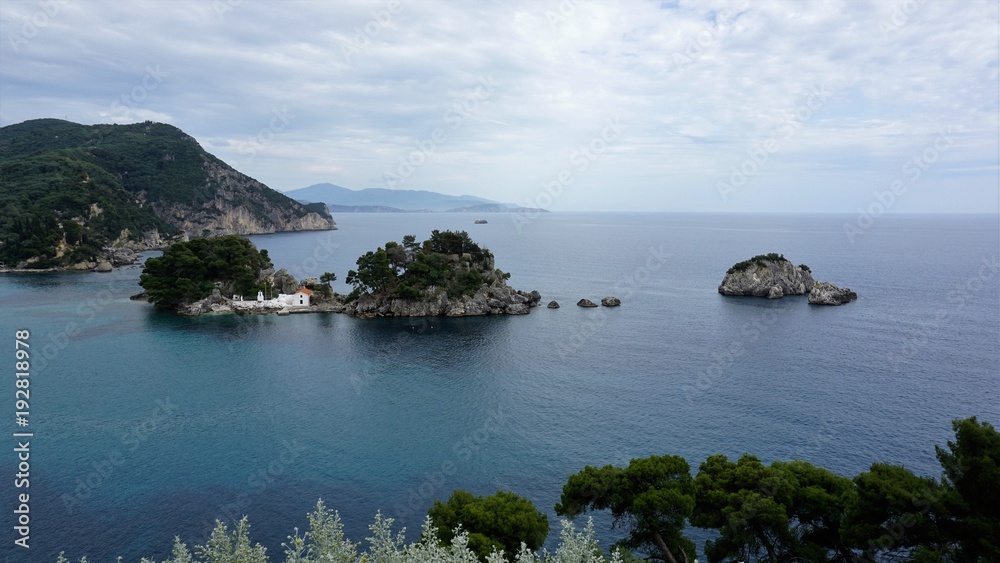 Look at the island of Panagia. A Pearl of the Bay of Parga, Greece