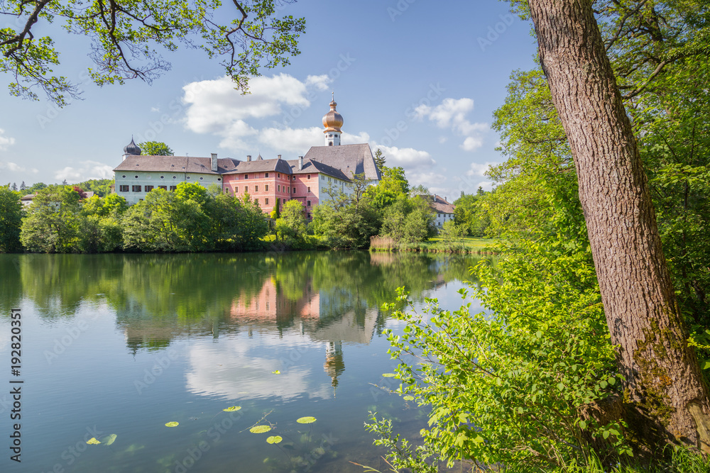 Fototapeta premium Cloister of Höglwörth in summer, Bavaria, Germany