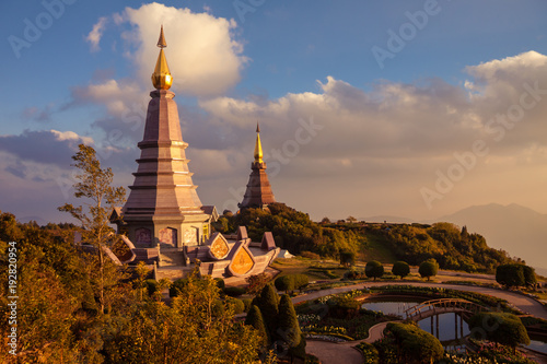 Landscape two pagoda at doi Inthanon national park   chiang mai  Thailand 