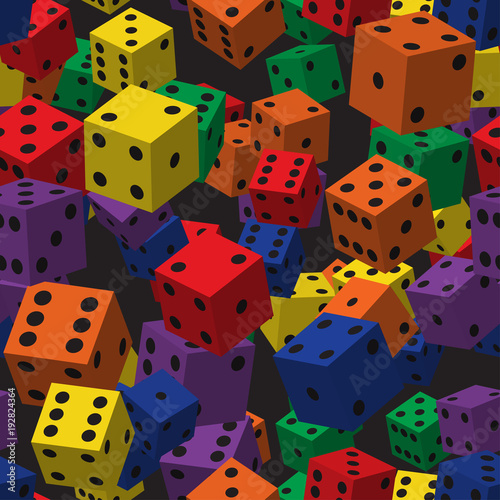 Rainbow Dice Seamless Pattern