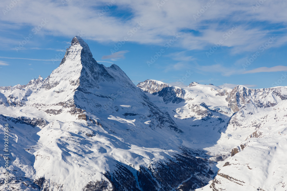 Majestic Matterhorn above Zermatt in January 2018
