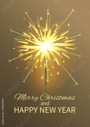 Merry Christmas and Fire, Vector Illustration