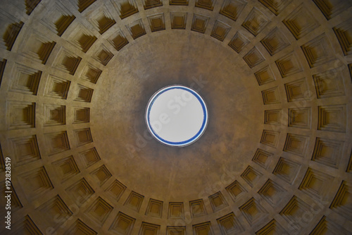 low angle view on pantheon ceiling in rome italy 