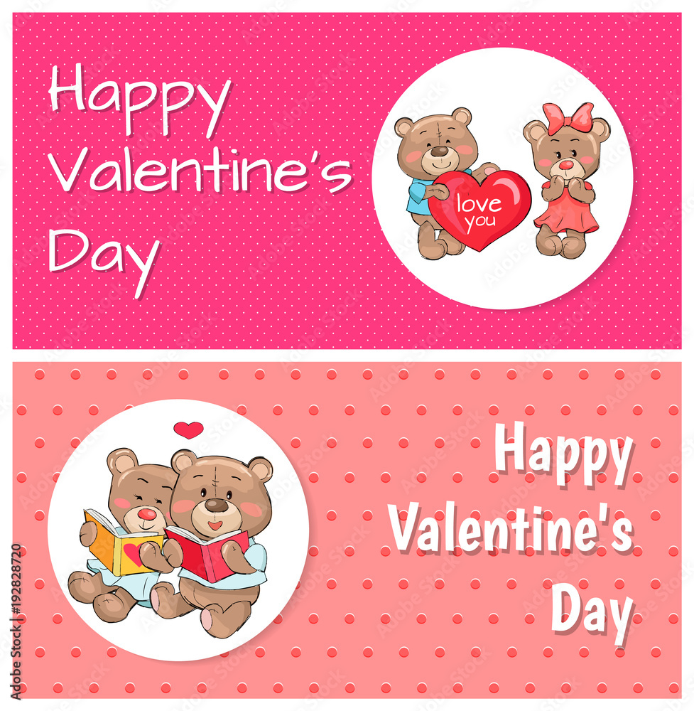 Happy Valentines Day Posters Plush Fluffy Teddies