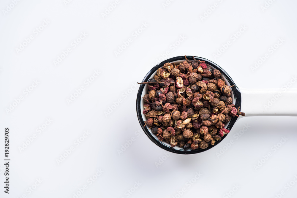 Sichuan pepper or Chinese coriander on spoon