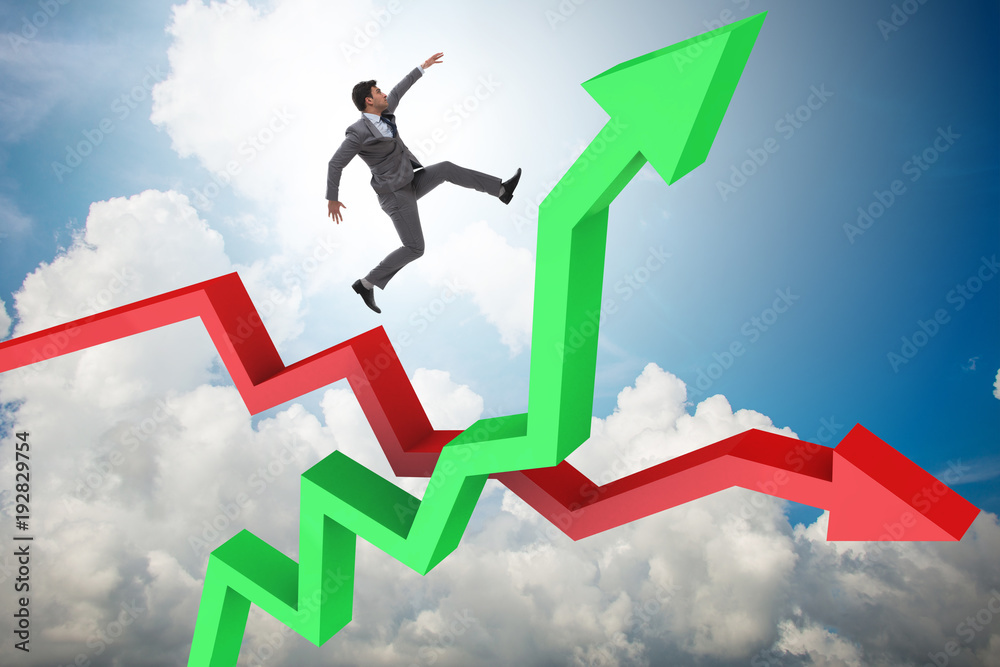 Business concept of both crisis and recovery Business concept of both crisis and recovery