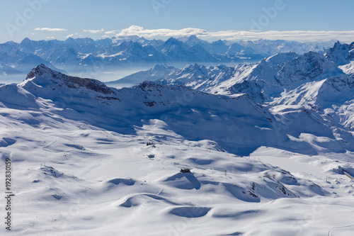 View from Glacier Paradise Switzerland towards Cervinia in Italie  © Reto Ammann