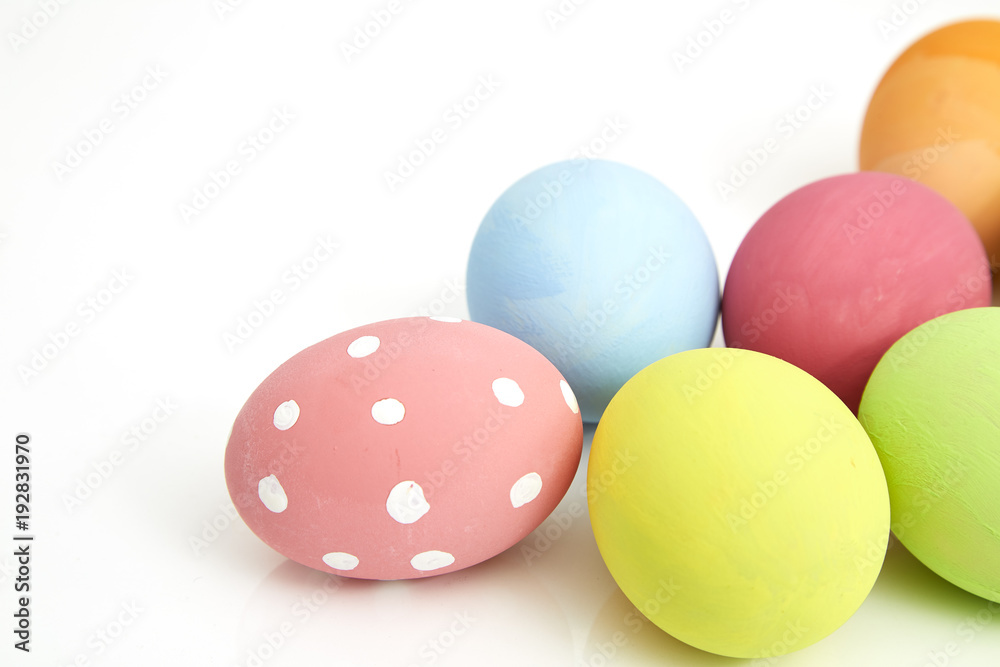 easter eggs on white