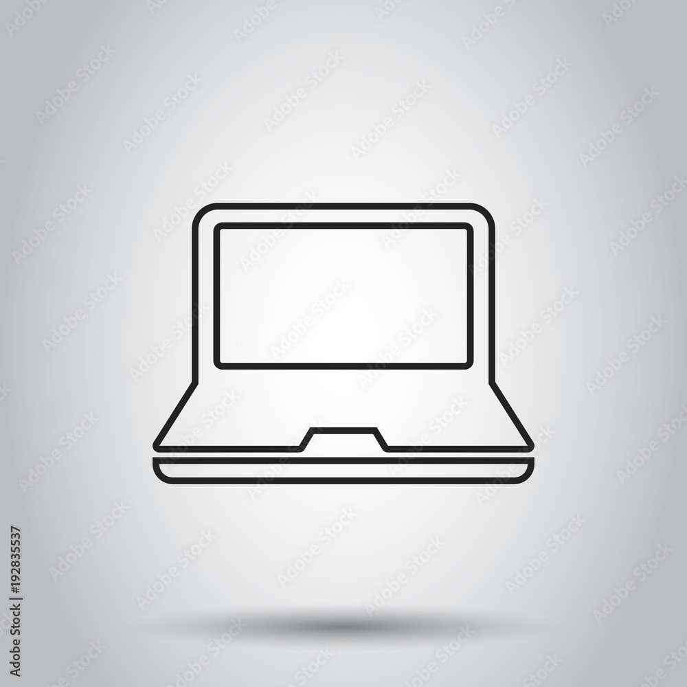 Laptop computer icon in line style. Vector illustration on isolated background. Business concept notebook pictogram. Laptop computer icon in line style. Vector illustration on isolated background. Business concept notebook pictogram.