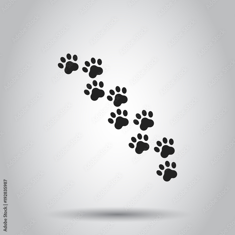 Paw print animal icon. Vector illustration on isolated background. Business concept dog or cat pawprint pictogram.