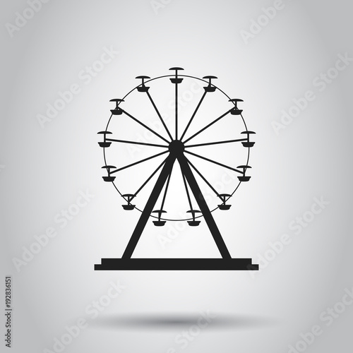 Ferris wheel carousel in park icon. Vector illustration on isolated background. Business concept amusement ride pictogram.