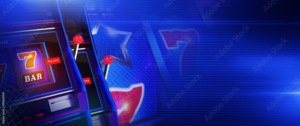 Naklejka premium Blue Slot Casino Games Banner