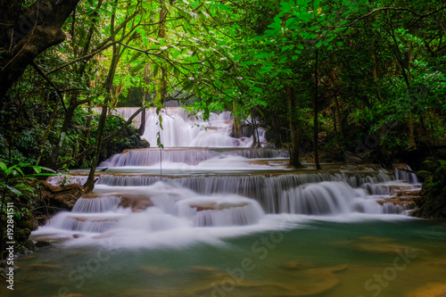 Huai Mae Kamin Waterfall in Kanchanaburi Thailand