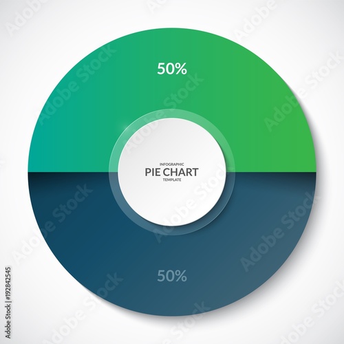Pie chart. Share of 50 percent. Can be used for business infographics.